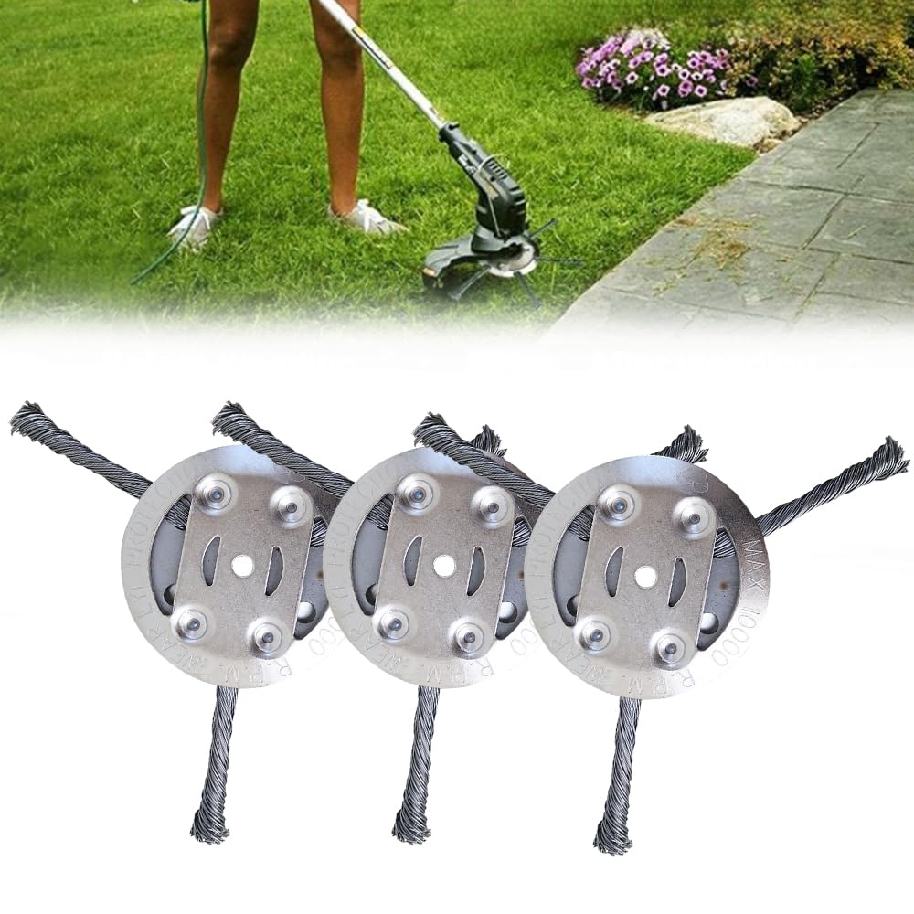Steel Wire Grass Trimmer Head, 2025 New String Trimmer Replacement Head, Wire Weed Trimmer Head Weed Remover Tool, 6Inch Wired Trimmer Blade for Lawn Mower Tray (1, A)