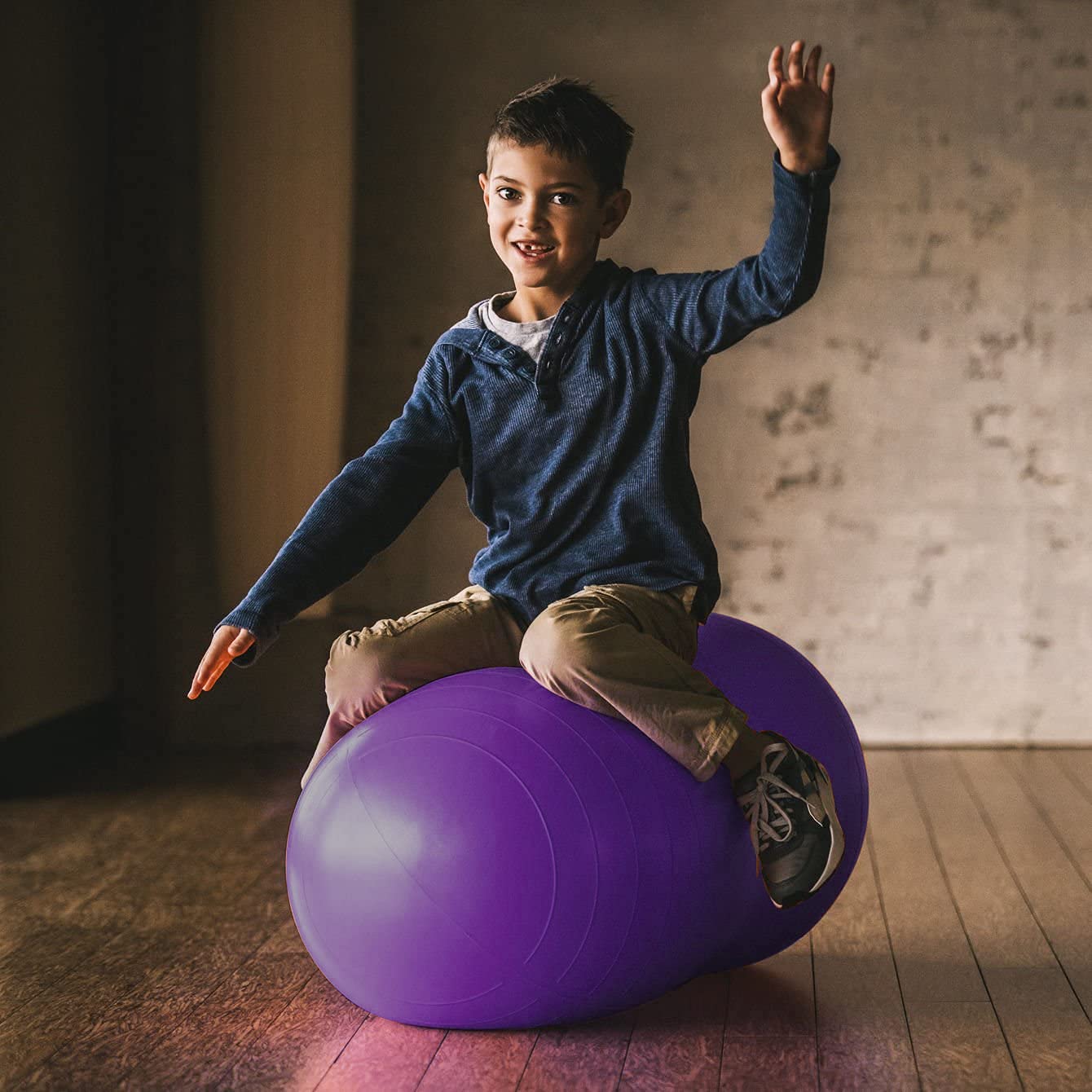DASKING Palla Arachidi per Bambini Terapia, Anti Scoppio Palla Esercizio 90x45cm Peanut Yoga Ball con Pompa, Gym Fitness Ball per Gravidanza Nascita, Fisioterapia Sensoriali Bambini, Donne, Uomini