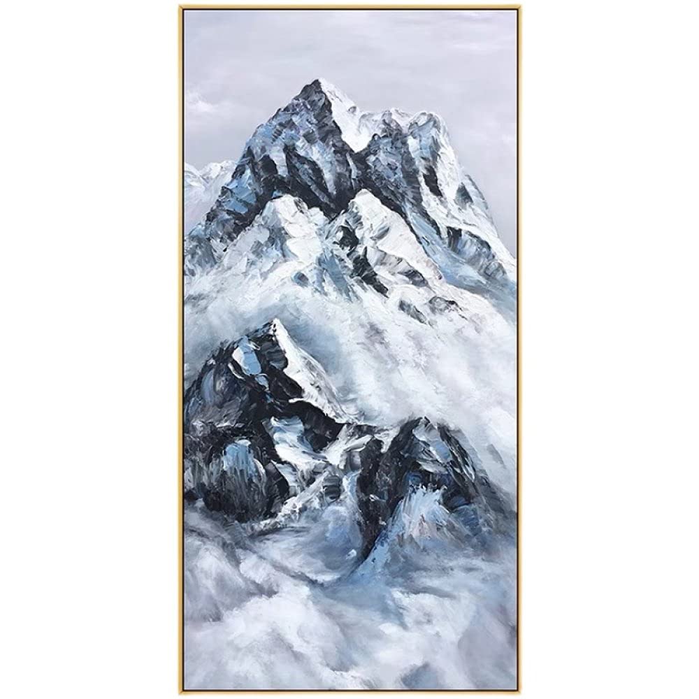 Pintura Al Oleo,Negro Blanco Textura Imponente Nieve Paisaje De Montaña Nórdico Arte Moderno Pinturas Abstractas Sin Marco Pinturas Al Óleo Pintadas A Mano sobre Lienzo Arte De Pared para Sala De
