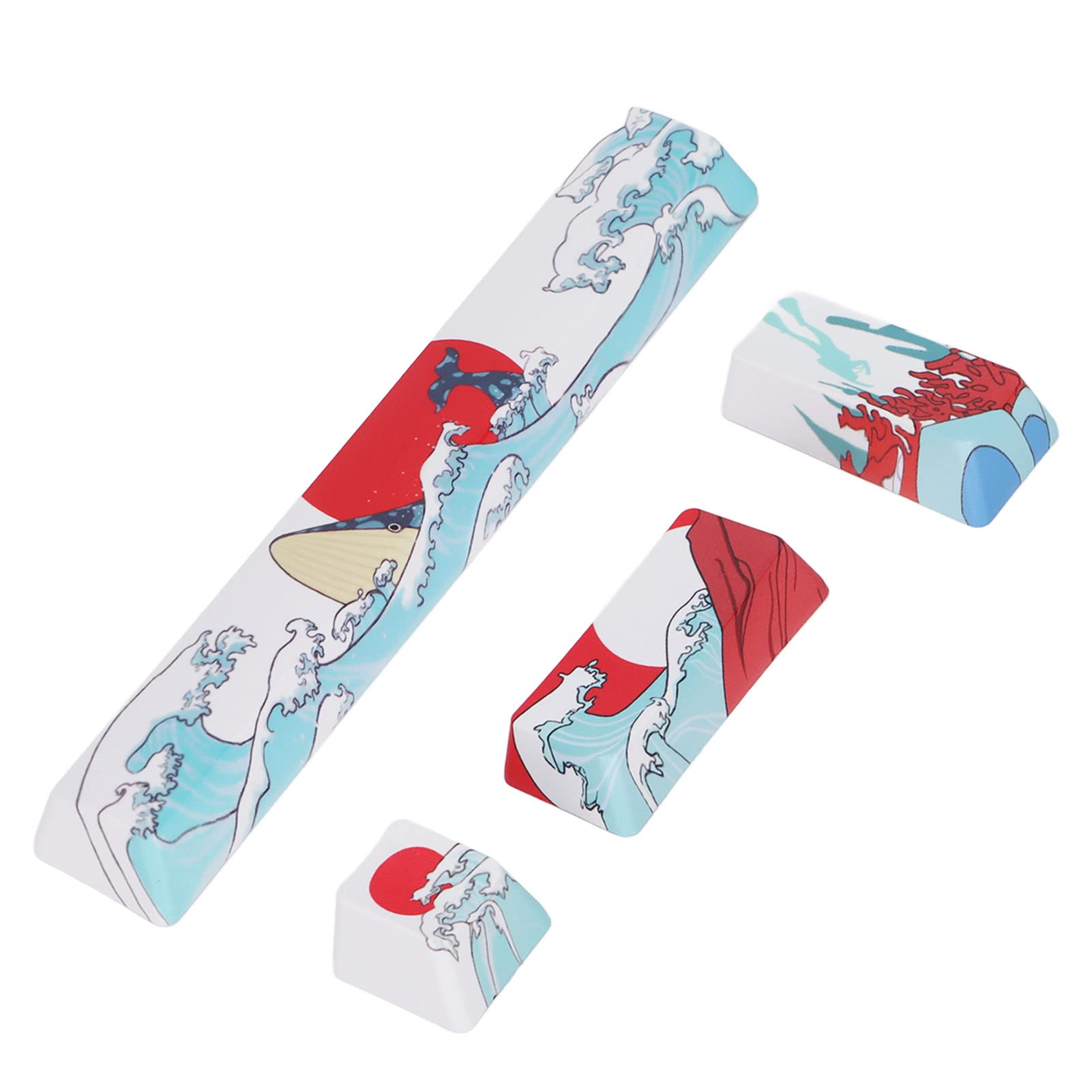 Replacement Keycaps, 4 Key PBT Mechanical Keyboard Keycaps with Cute Whale Pattern for Universal PC Gaming Standard Mechanical Keyboards, DIY Keycaps Kit Accessories
