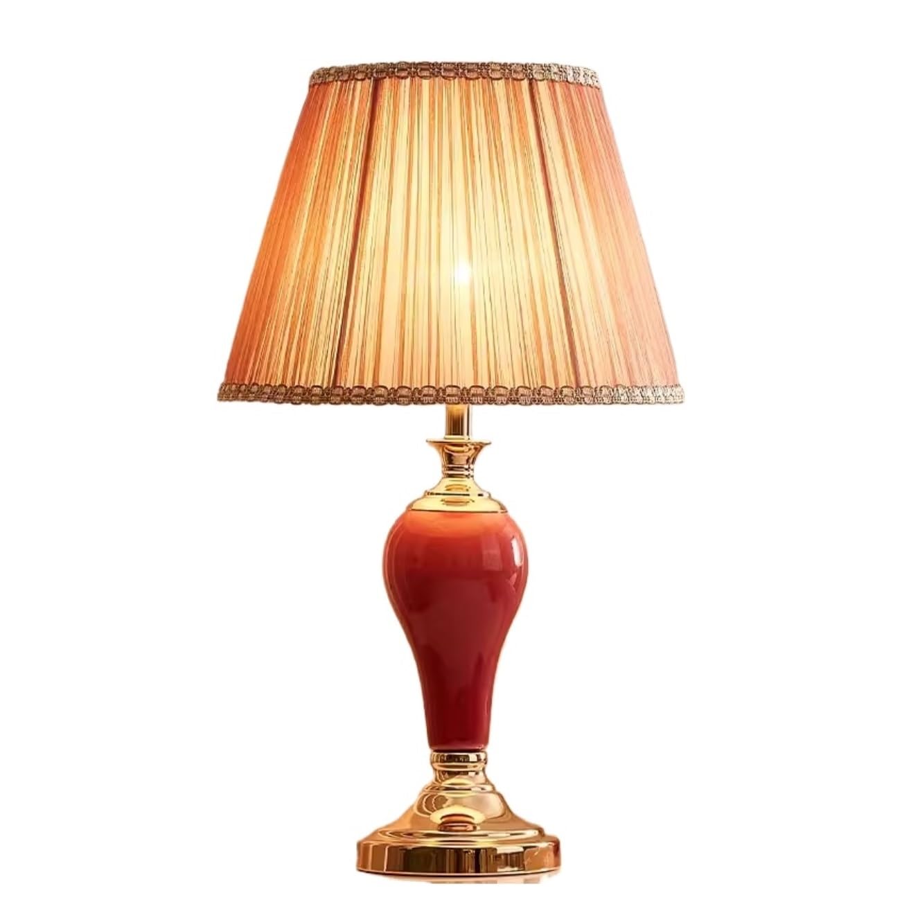 SGKOMN Table Lamp Table Lamps For Living Room Ceramic Table Lamp Fabric Lampshade Bedside Lamp American Style Nightstand Lamp For Bedroom Living Room Bedside Lamps Lamp For Bedr-B-Button