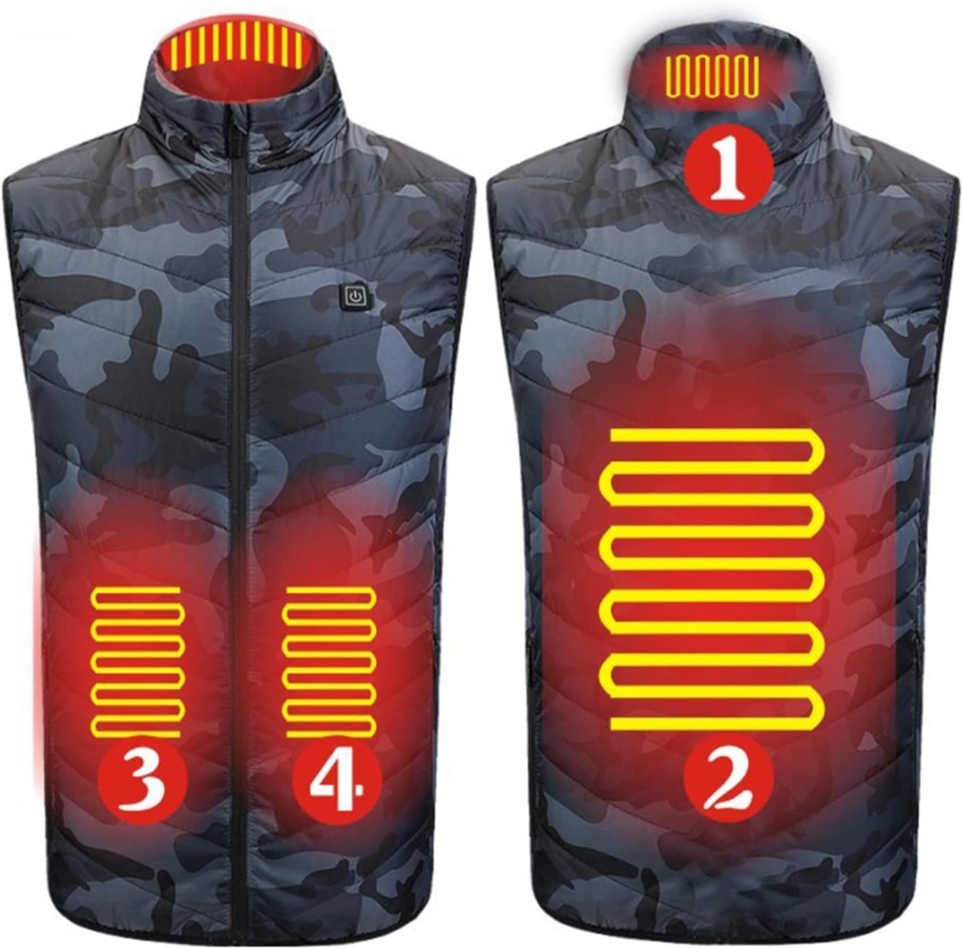 Gilet chauffant USB avec 4 zones de chauffe veste lavable camouflage S