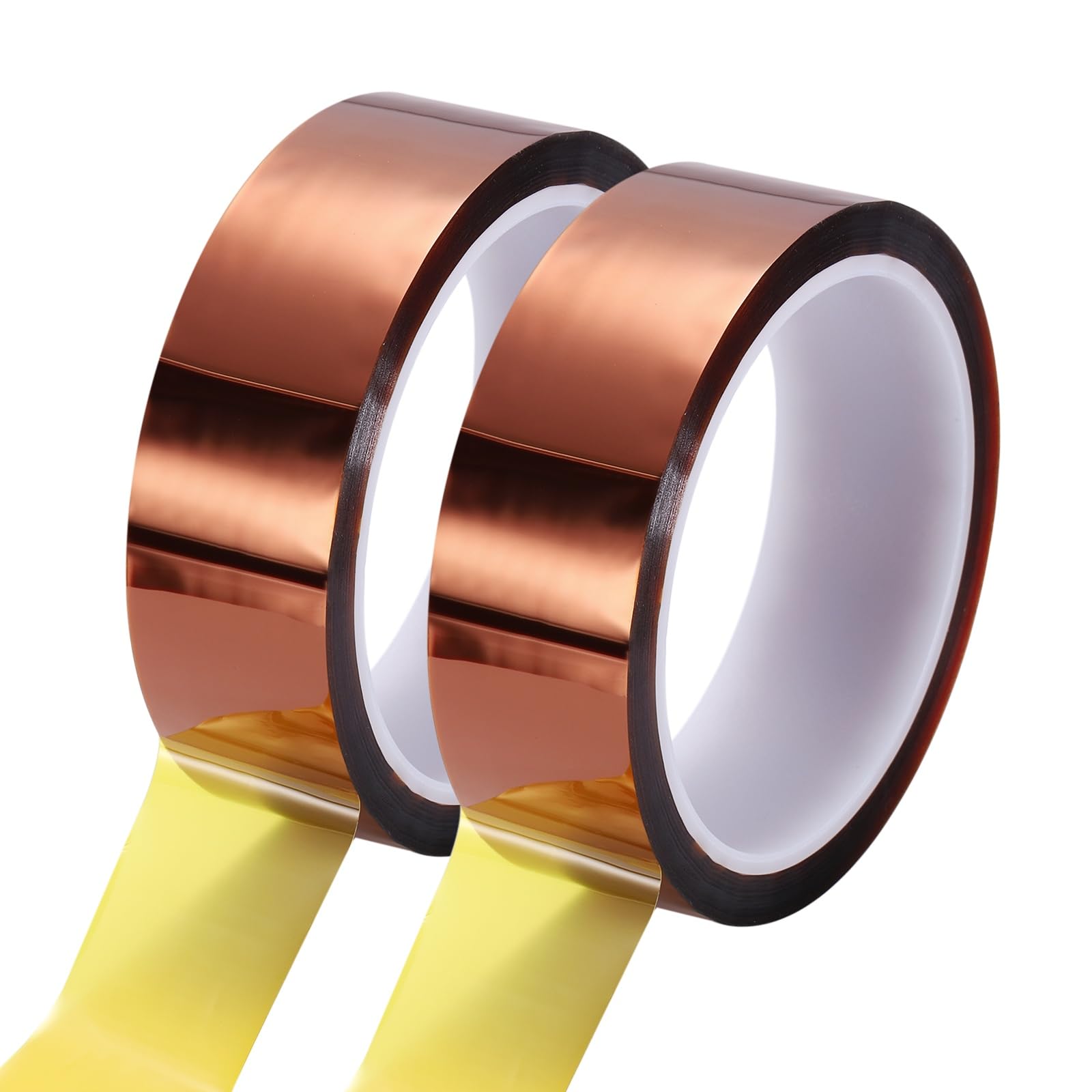 sourcing map 2 Rolls Heat Tape, 25mm x 33m (108ft) Polyimide Heat Transfer Sublimation Tape No Residue High-Temperature Resistant Tapes for Heat Press Soldering Circuit Board, Brown