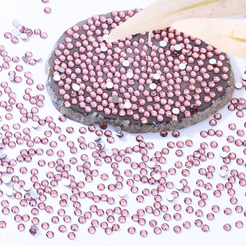 Image of Light Amethyst Flatback Rhinestones, Glass Rhinestones for Nail Art and Craft, Glue Fix, Loose Crystal Gemstones(Lt.Amethyst, SS4, 2880pcs, 1.5-1.7mm)