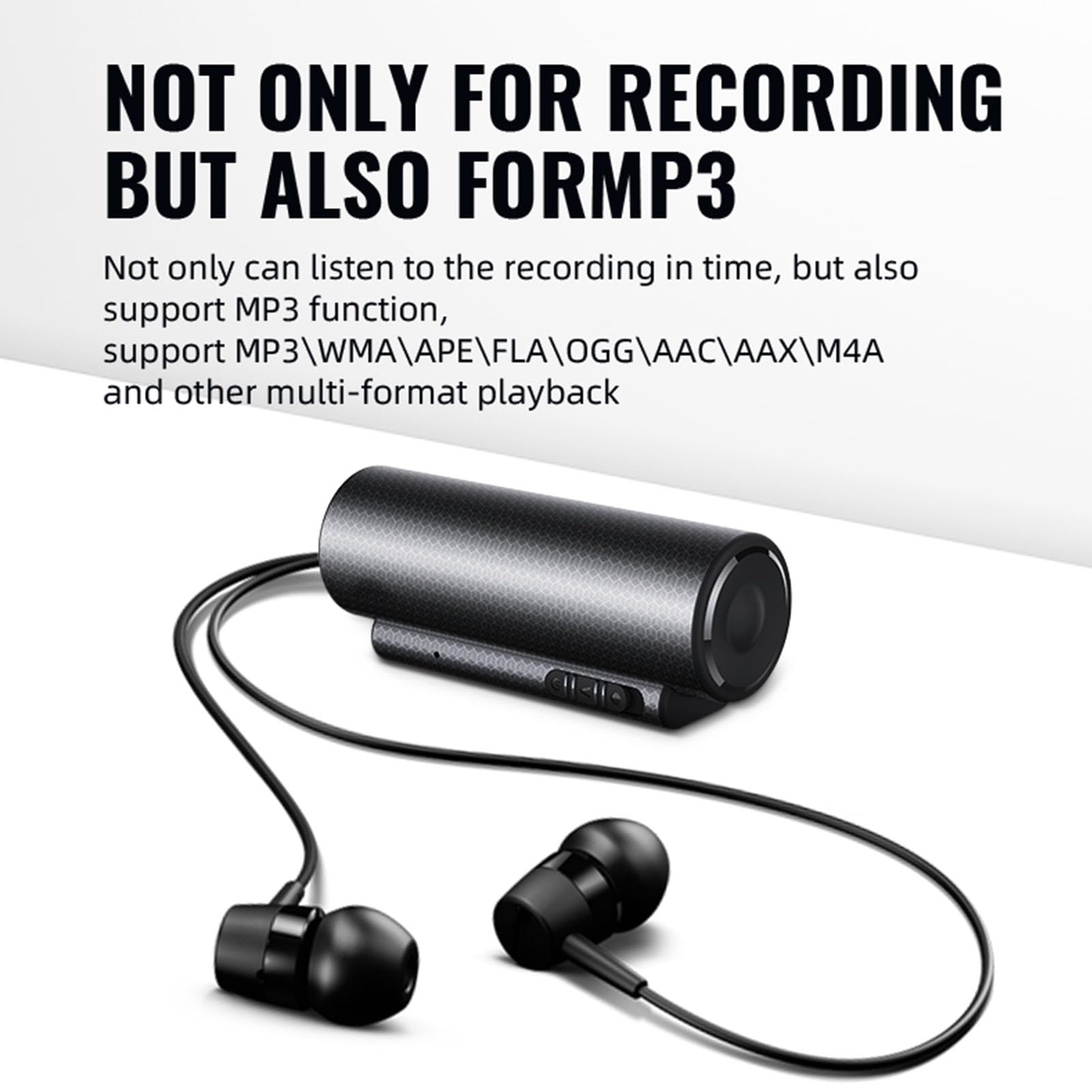 Cyfrowy rejestrator głosowy, rejestrator głosowy z inteligentną redukcją szumów, 500-godzinne urządzenie do nagrywania audio, odtwarzacz MP3, nagrywarka