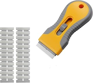 Ceramic Hob Scraper, Oven Scraper Tool Non Scratch with 20pcs Replacement Blades, Plastic Razor Blade Scraper Window Glass Scraper for Remove Labels Stickers Decals