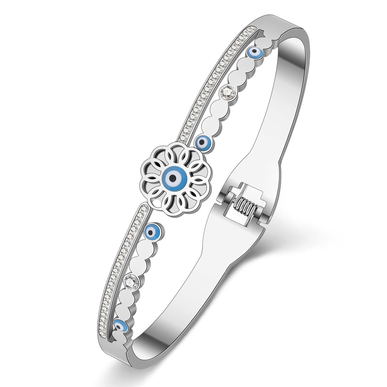 WEVENI Cute Edelstahl Türkisches Auge Armband Manschette Arm