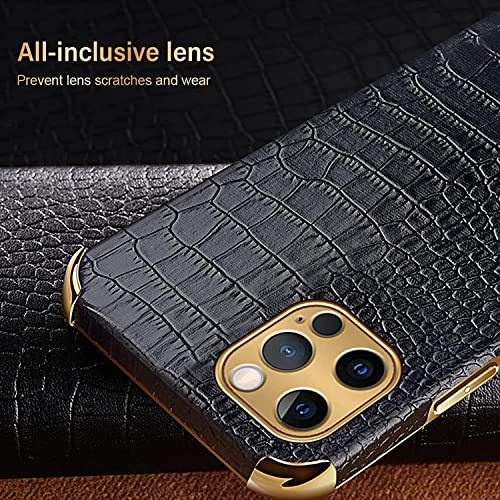 Funda de piel de cocodrilo para iPhone 14 Pro con borde galvanizado de lujo sutil 4