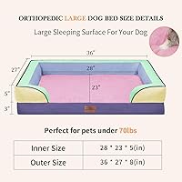Vista 544 de Comfort Expression Cama ortopédica para perros extra grandes de 45 x 35 pulgadas, cama para mascotas XL de espuma tipo caja de huevos impermeable