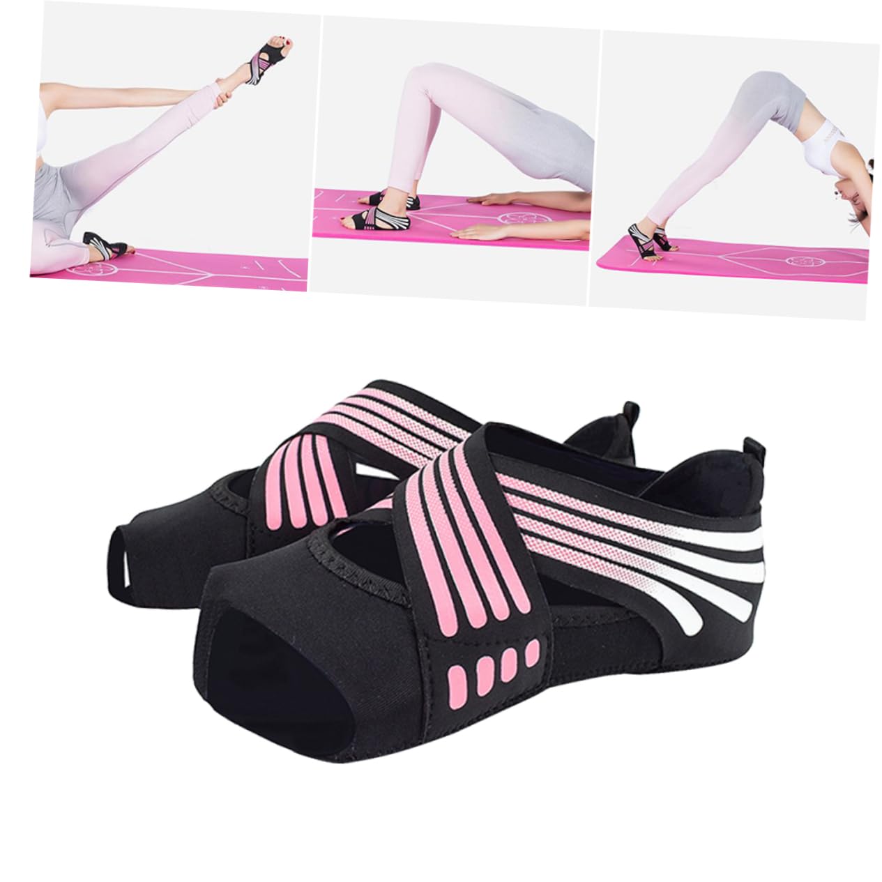 INOOMP 3 Paar Damen-Sportsocken Damen-Sportsocken Yoga-Schuhe Für Damen Volle Zehe Yoga-Socken Damen-Yoga-Socken Nicht-Yoga-Socken Damen-Sportsocken Riemen Rosa Miss