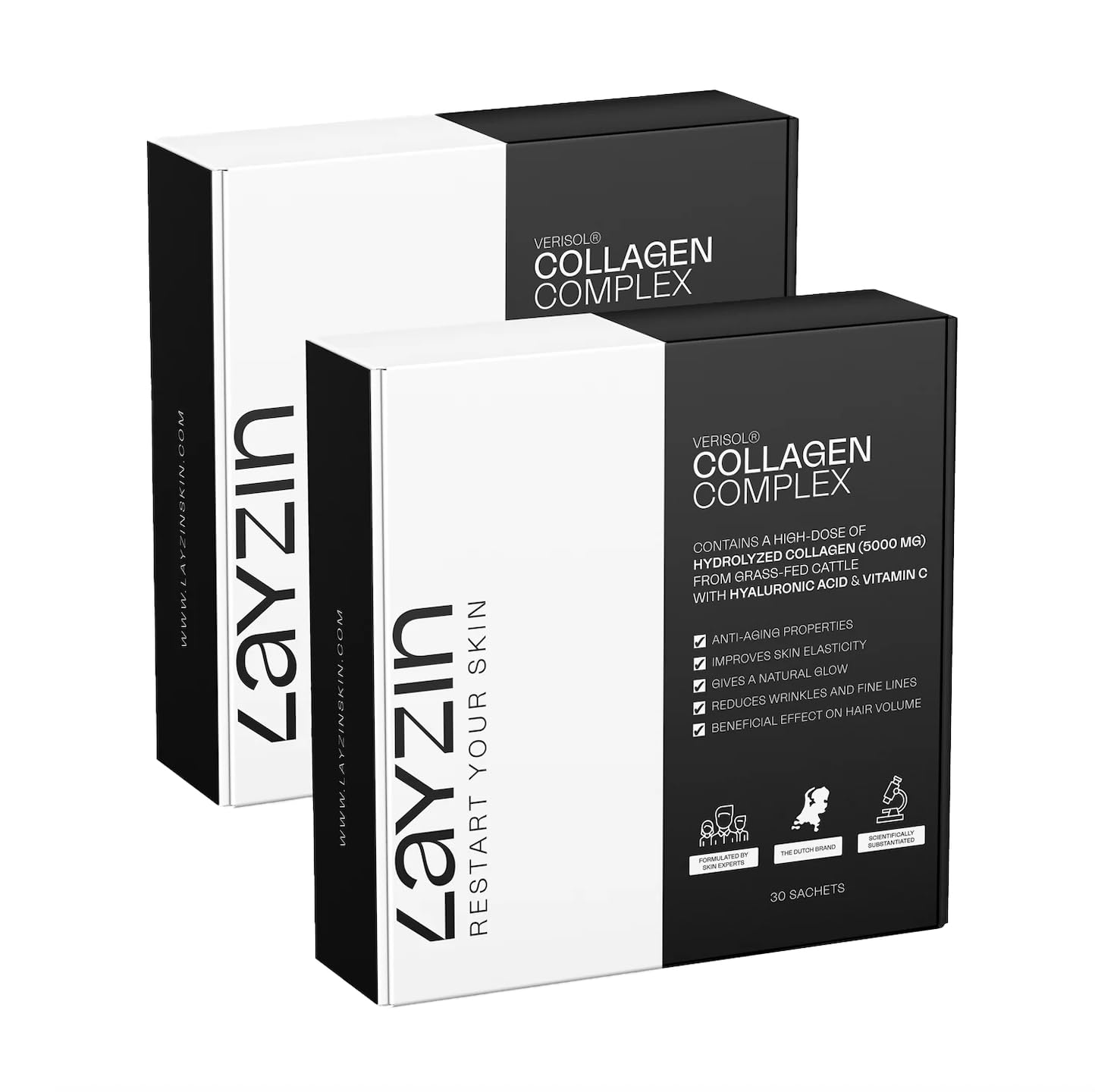 Kollagenpulver für Frauen mit Verisol®-Kollagen, Hyaluronsäure & Vitamin C – Anti-Aging-Schönheitsformel zur Hautverjüngung sowie für Haare & Nägel – Stärkt die Haut, Halal – 60 Sachets, Unisex