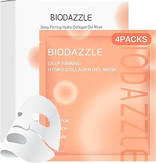 BIODAZZLE Collagen Overnight Deep Hydrating Face Mask, Glass Glow Skin,Elasticity Firming And Moisturizing,33gx4ea
