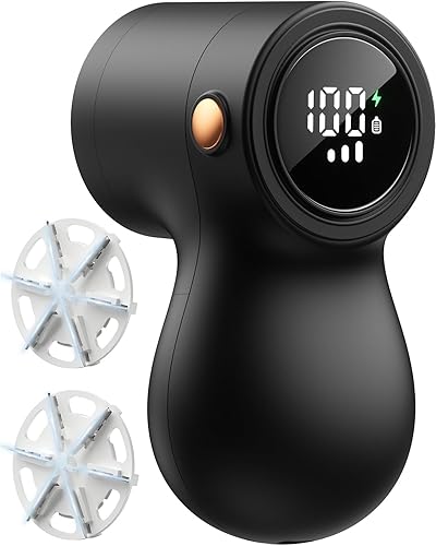 Afeitadora de tela, removedor de pelusa para ropa con 3 cuchillas reemplazables, afeitadora eléctrica de pelusa con pantalla digital, desfuzzer de 3