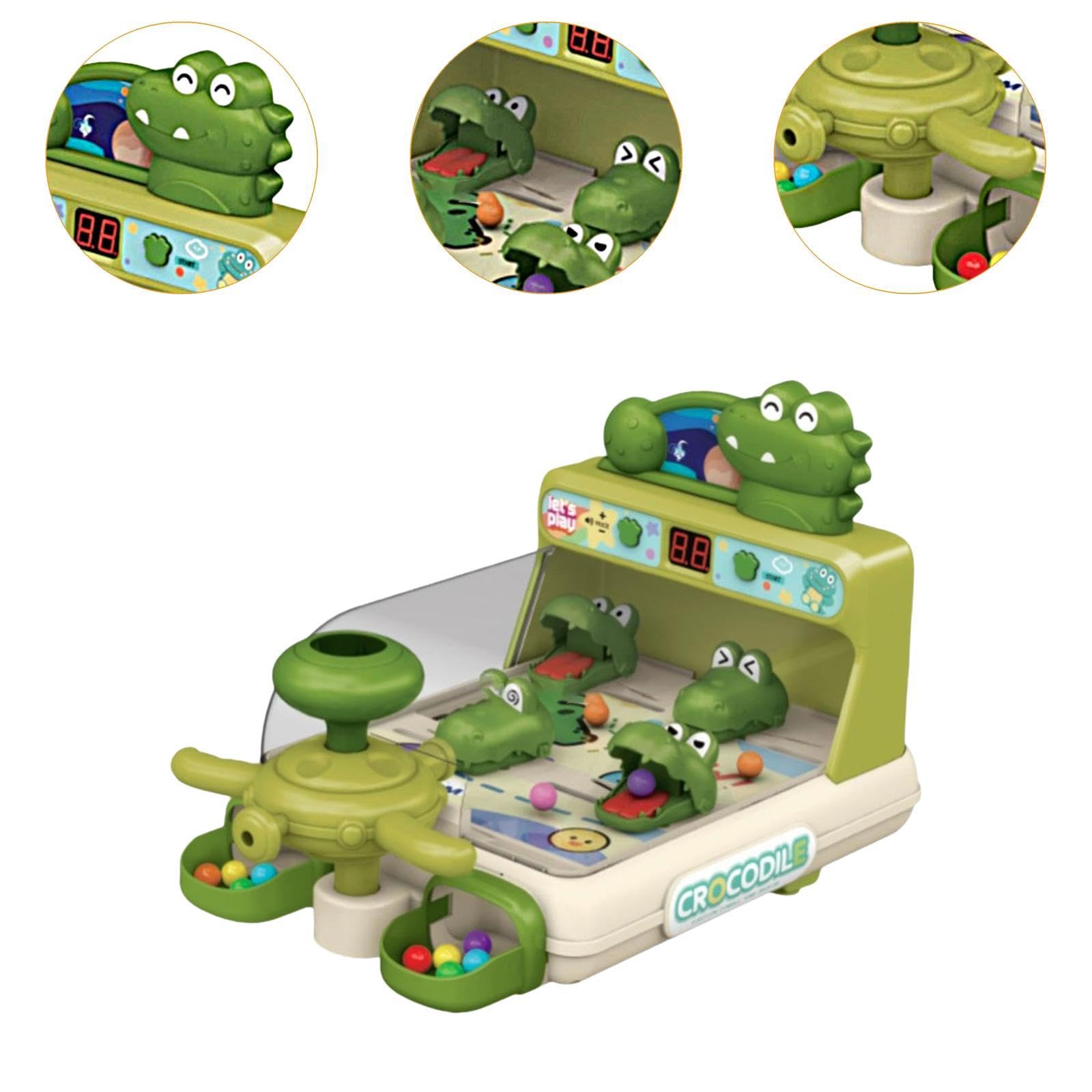 1 Pezzo Gioco Pinball Educativo Crocodile Macchina Tavolo Giocattolo Elettronico Interattivo con Luci E Suoni per Bambini Adatto a Momenti, Verde, Taglia unica bambino
