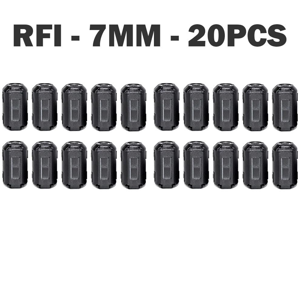 Lot de 20 bobines de ferrite à clipser avec noyau de ferrite 6,35 mm - Suppresseur de bruit - Noir