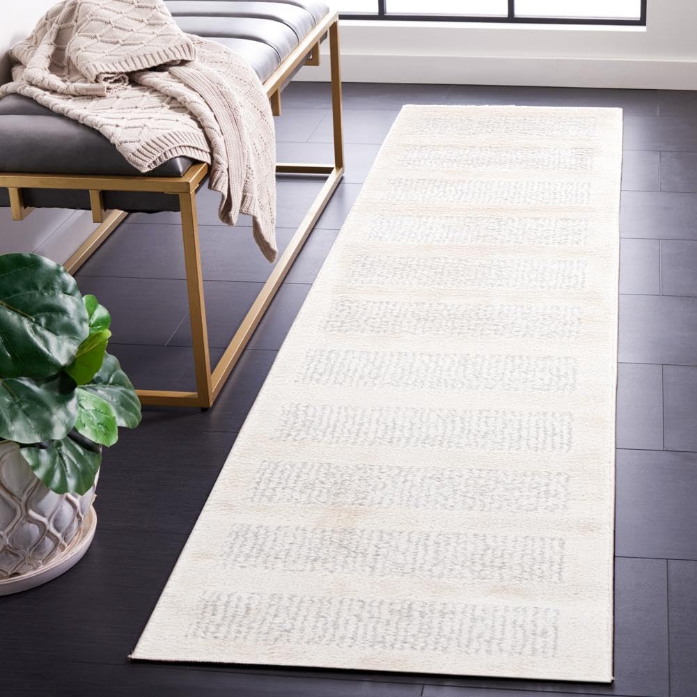 Tapis géométrique ivoire facile à nettoyer pour grand salon et salle à manger
