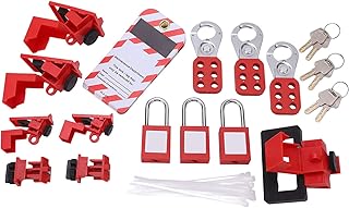 Breaker Lockout Tagout Electrical Loto Kit, Electrical Lockout Tagout Kit Loto Tag Hasp Padlock Breaker Lock Out Device Storage Bag for Industrial Use
