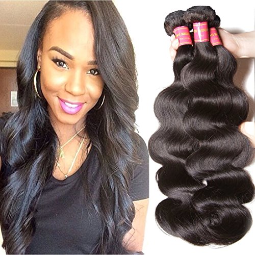 ALI JULIA Hair 8A Brazilian Virgin Hair Body Wave 3 Bundles 100% Unprocessed Virgin Brazilian Wavy Human Hair Weave Extensions 95-100g/pc (14 16 18inch)