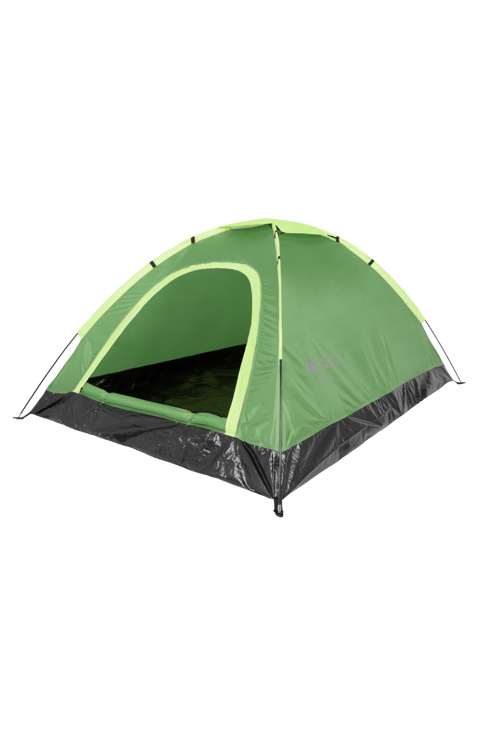 Mountain Warehouse Festival Fun 2 Man Tent - Groundsheet Camping Tent, Water Resistant Outdoor Tent, Easy Pitch, Breathable Sleeping Tent - Spring Summer Bright Green One Size