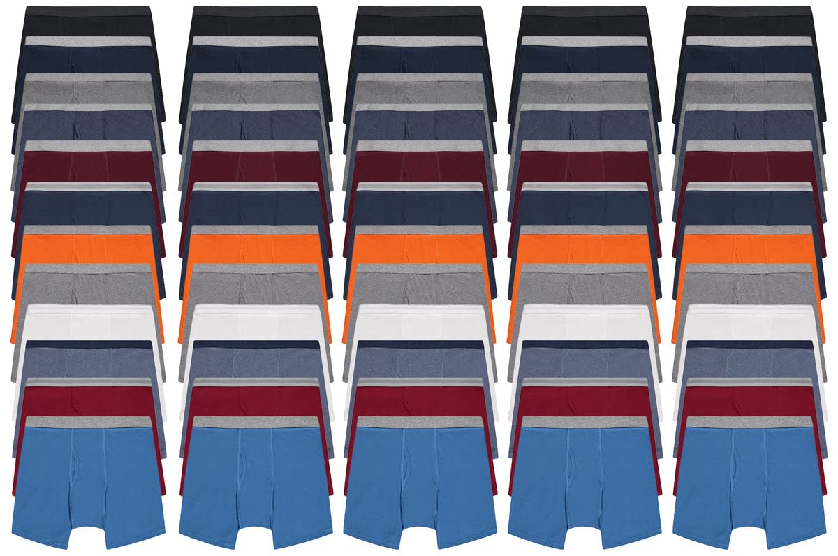 BILLIONHATS 60 Pack of Mens Boxer Briefs Wholesale Colorful Cotton Mens Underwear in Bulk Donating For Homeless Shelters