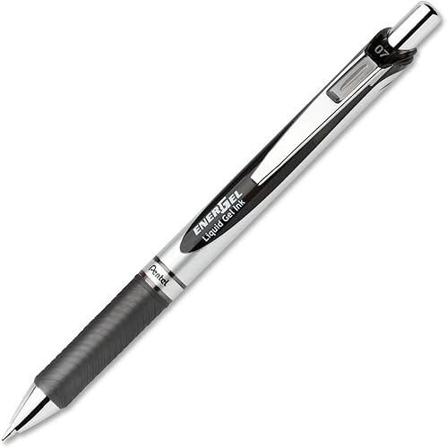 Pentel EnerGel Deluxe RTX - Bolígrafo de gel líquido retráctil, punta de metal de 0.028 in, color negro, juego de 5 unidades (BL77-A)