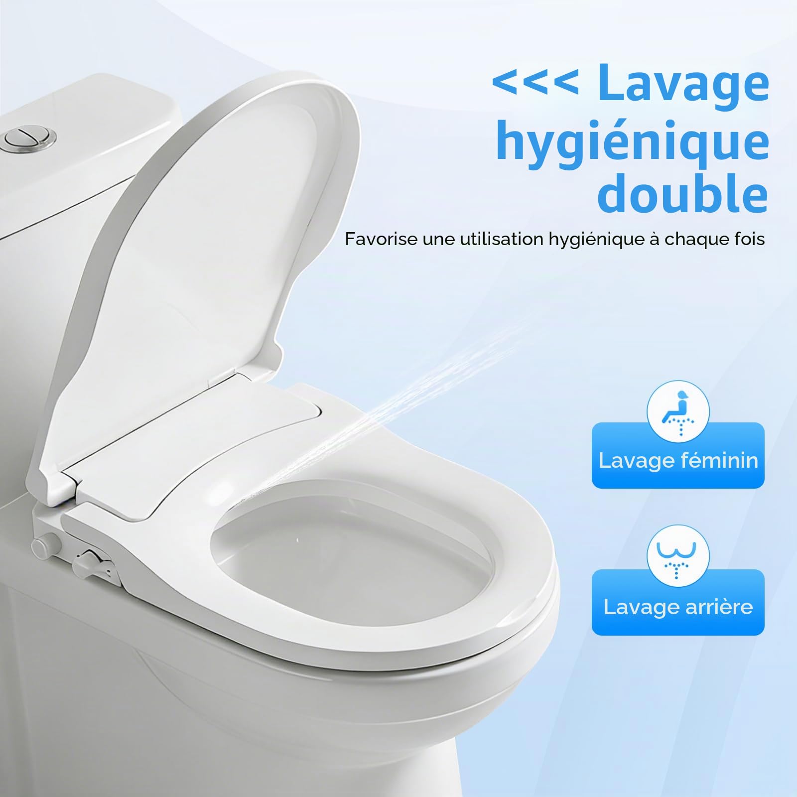 Abattant de WC avec fonction bidet - Siège de Bidet Mécanique Abattant WC Japonais Cuvette Japonaise Bidet Toilette WC- G 1/2",Double Buses