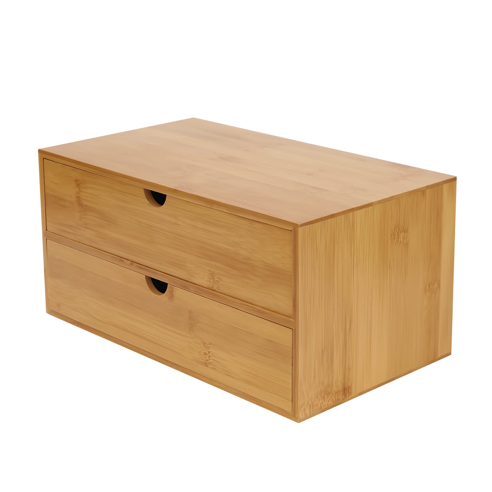 Organizer da scrivania in bambù, con 2 cassetti, per casa, ufficio, ufficio, casa, toilette, 33 x 19 x 16 cm