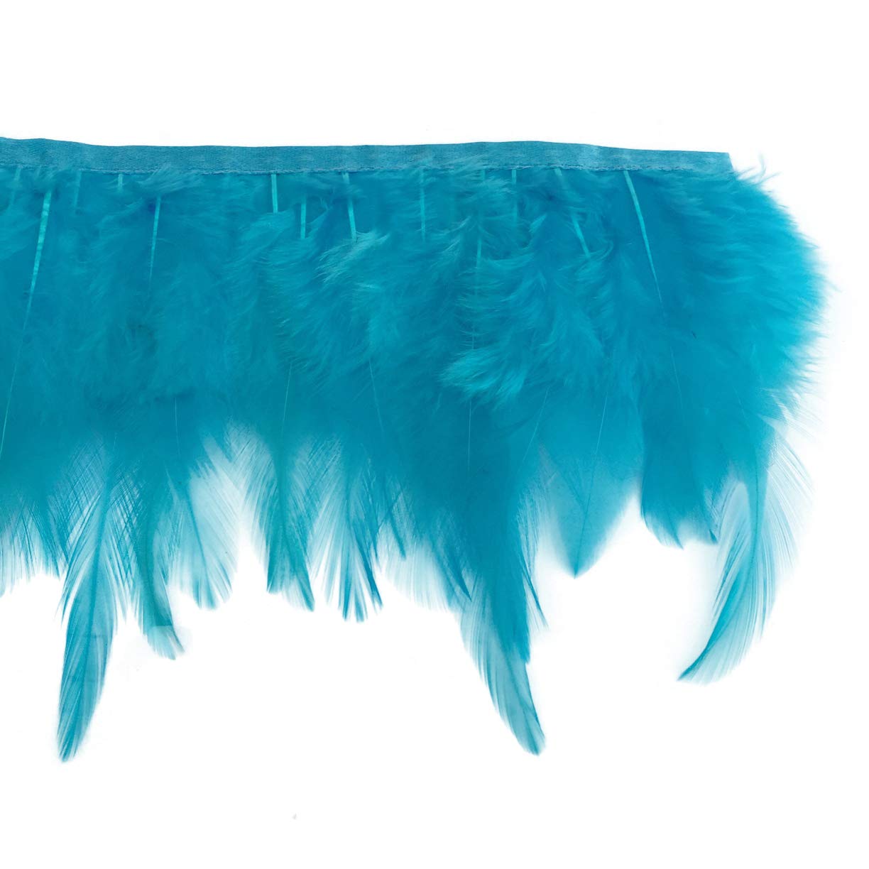 Shekyeon 2yards Rooster Hackle Feather Trim Fringe for DIY Clothing Craft Dress Decoration(Turquoise)