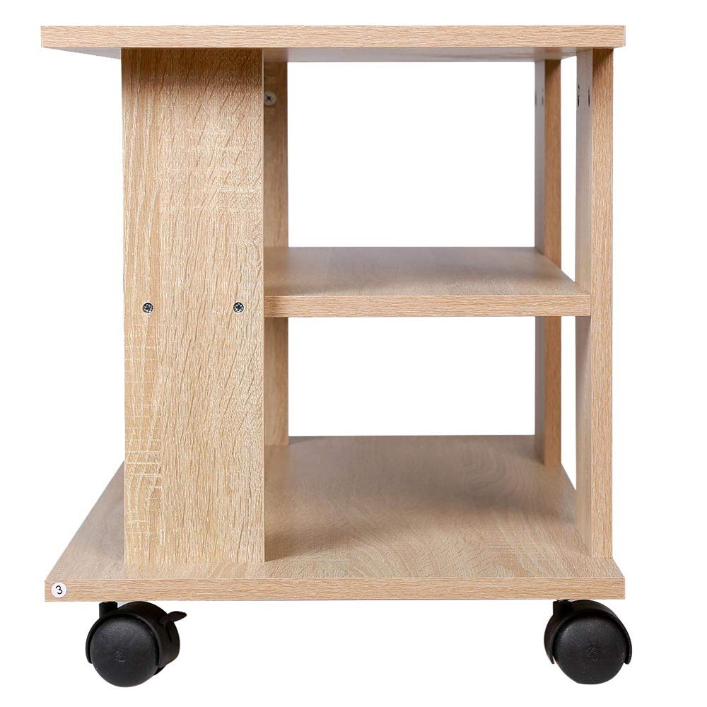 BAKAJI Meuble TV en Bois MDF avec 2 étagères, Porte-Console de Jeux DVD et 4 Roues, Meuble Panier pour télévision, Design Moderne, Dimensions 80 x 40 x 45 cm (chêne)