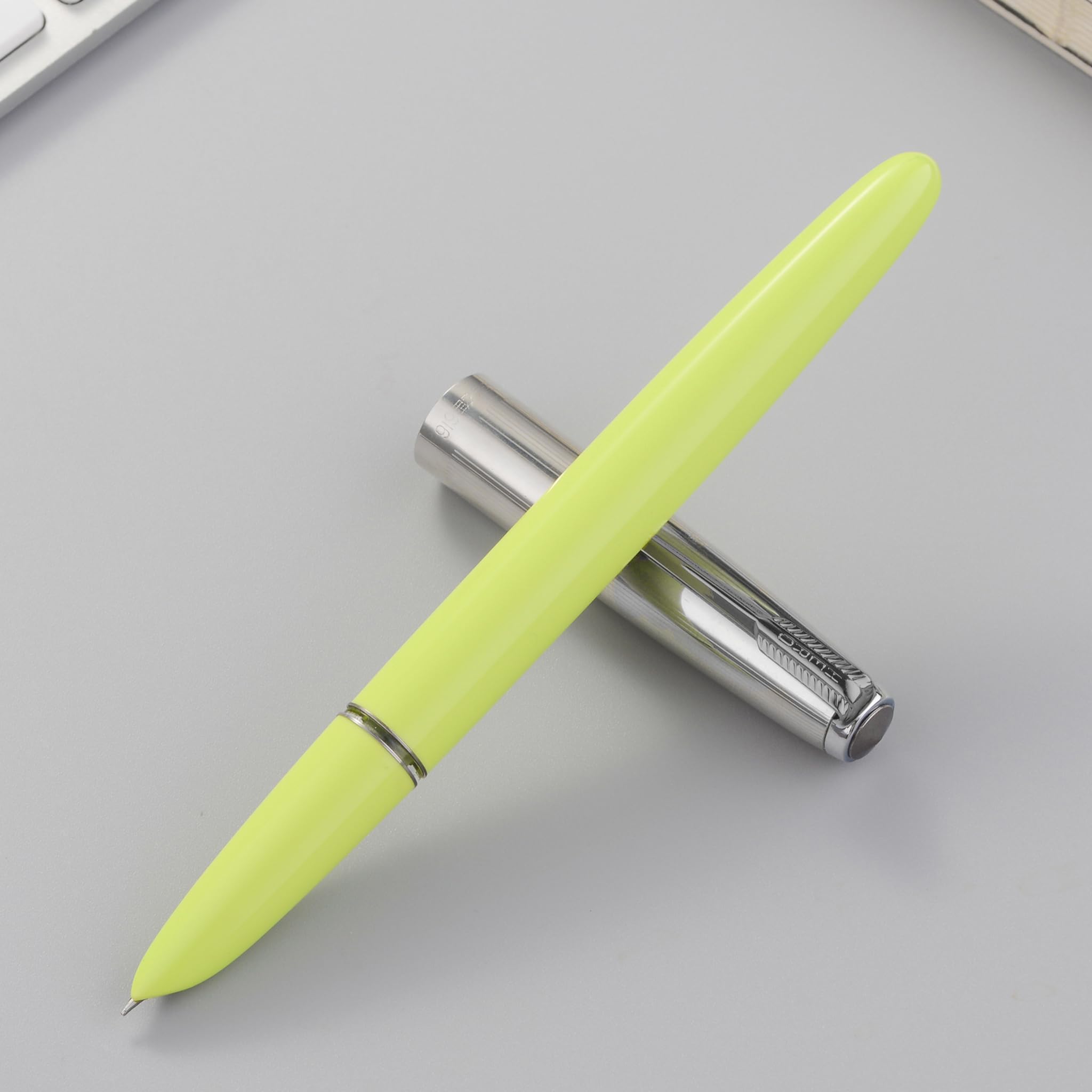 classic fountain pen 0.5mm nib bright green yellow with free ink cartridge