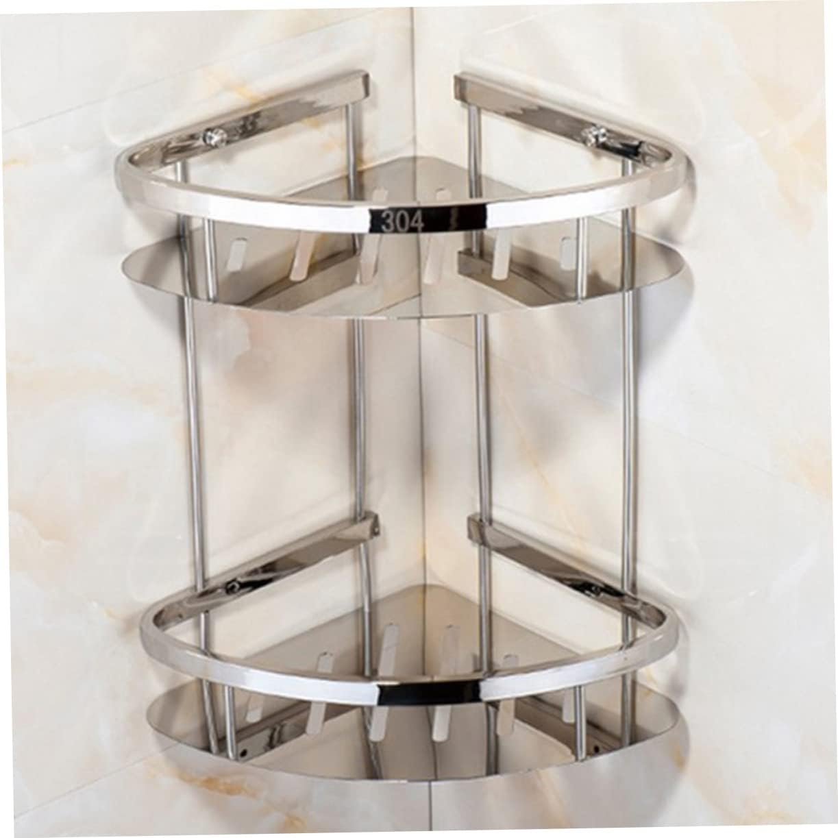 Alipis Stainless Steel Triangle Double Layer Corner Rack Freestanding Bathroom Shelf
