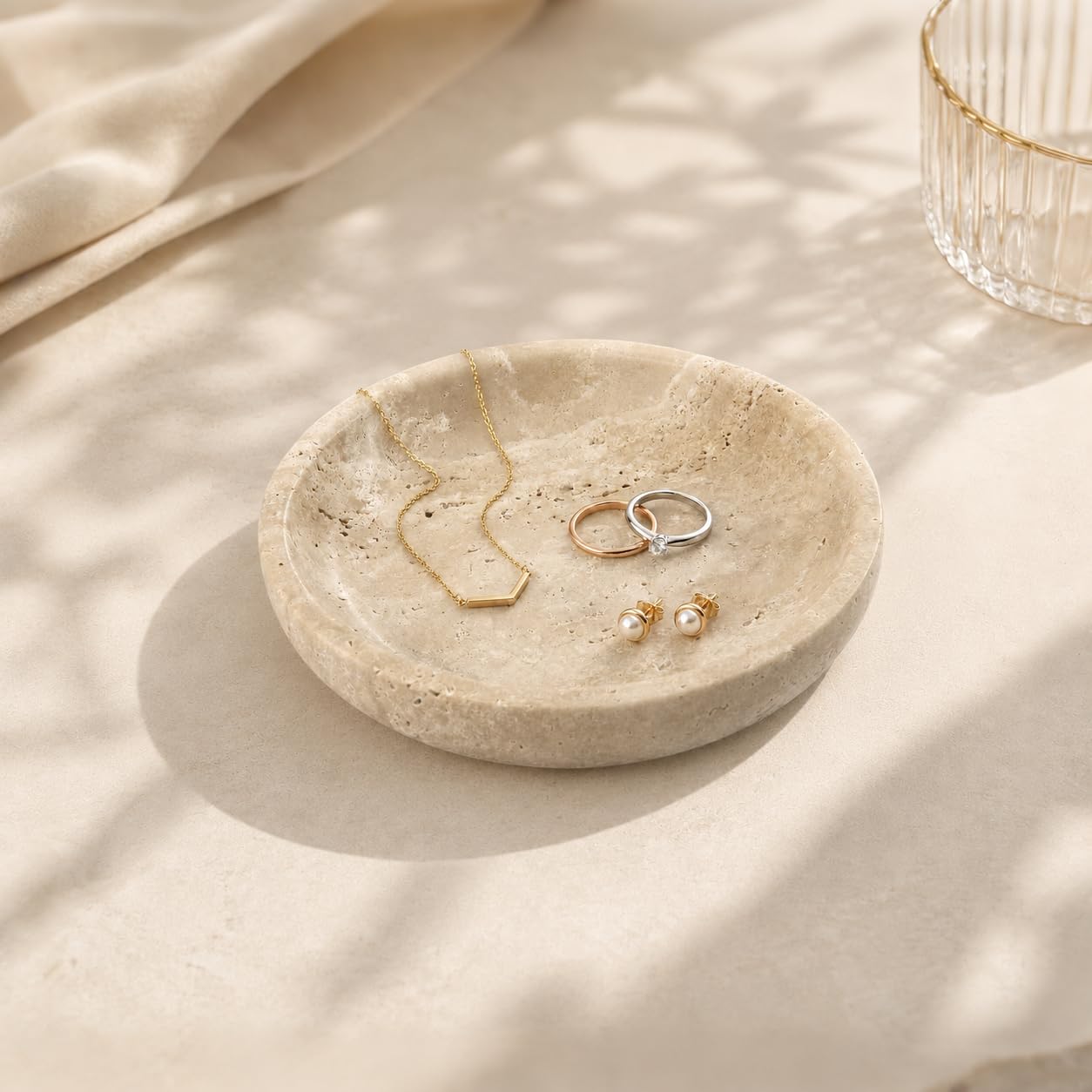 Small Natural Marble Jewelry Tray Key Plate Holder Dish Trinket Decor Catch All...