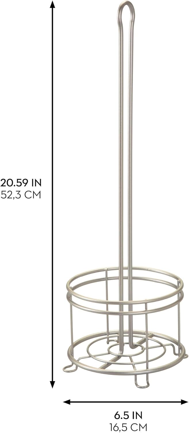 Satin Steel Freestanding 4-Roll Toilet Paper Holder Stand