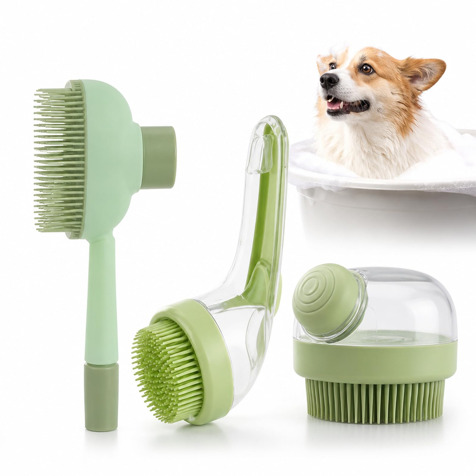 3PCS Dog Bath Brush Washing Brush Set for Grooming