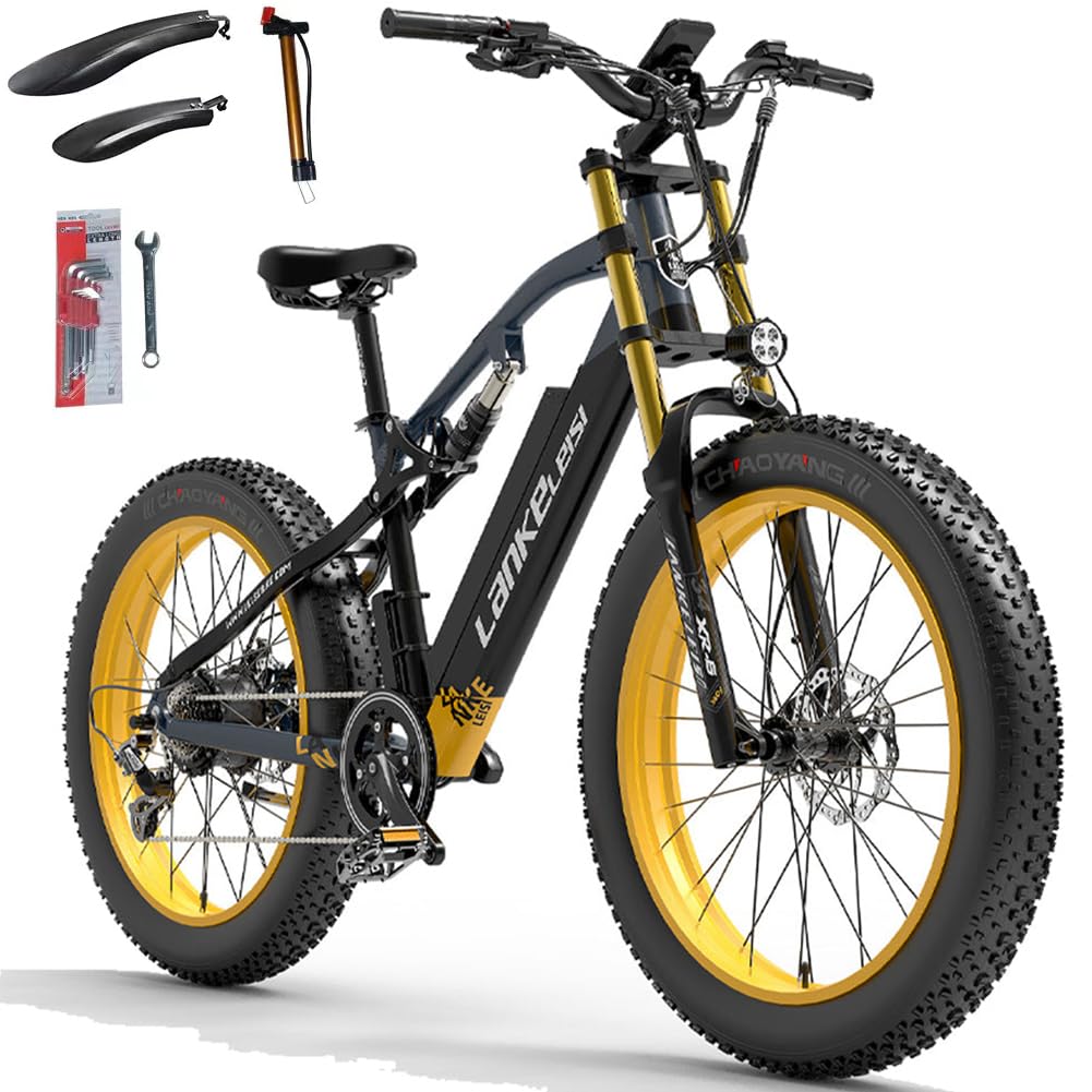 Iankeleisi RV700 VTT électrique Tout Suspendu 26 Pouces, Gros pneus 4.0, écran Couleur, Batterie 16ah, 7 Vitesses