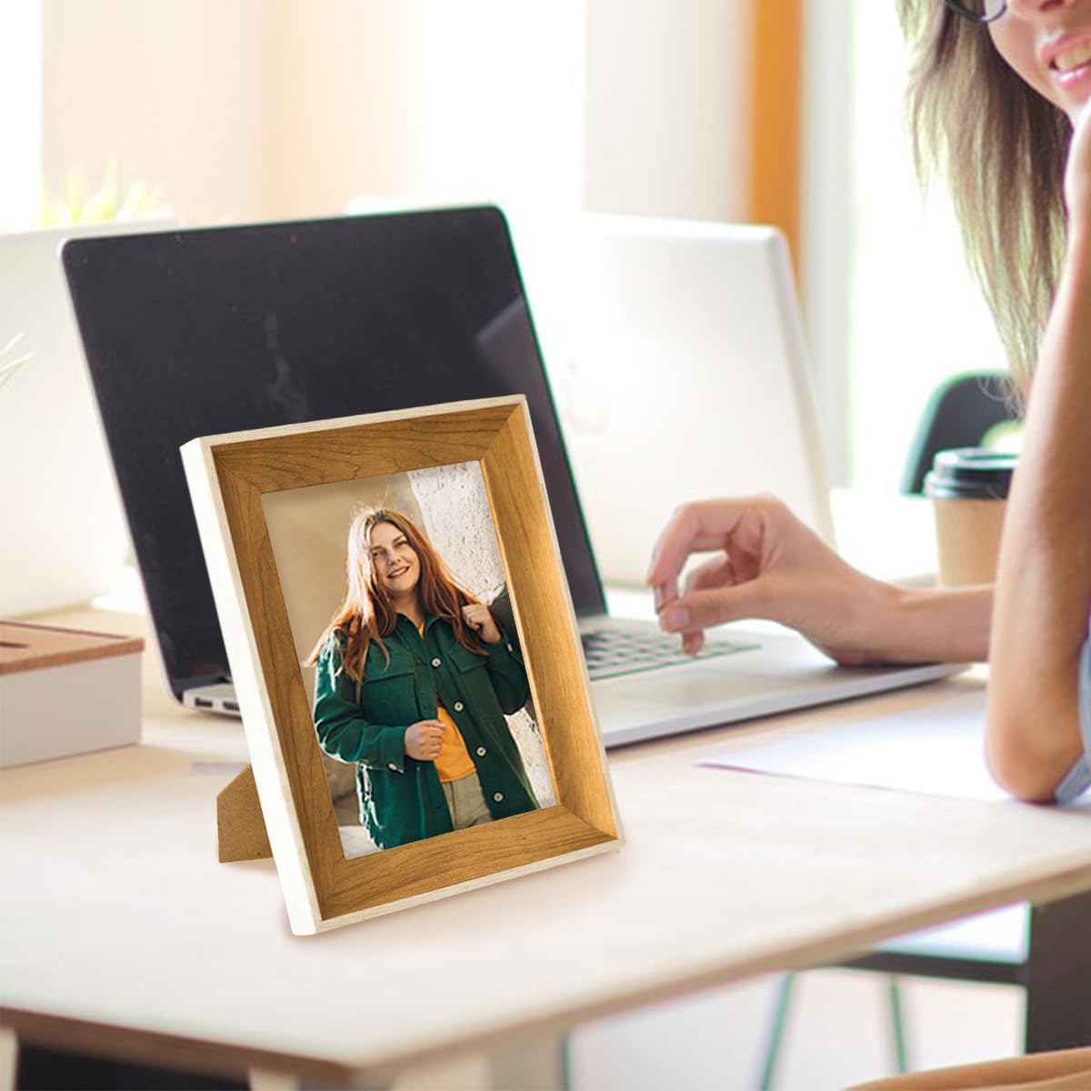 Wooden Picture Frames 4x6 Photo Frame Use as Thin Border 4x6 Photo Frame with Mount Horizontal and Vertical Formats for Tabletop (White + Walnut,6") - Image 4
