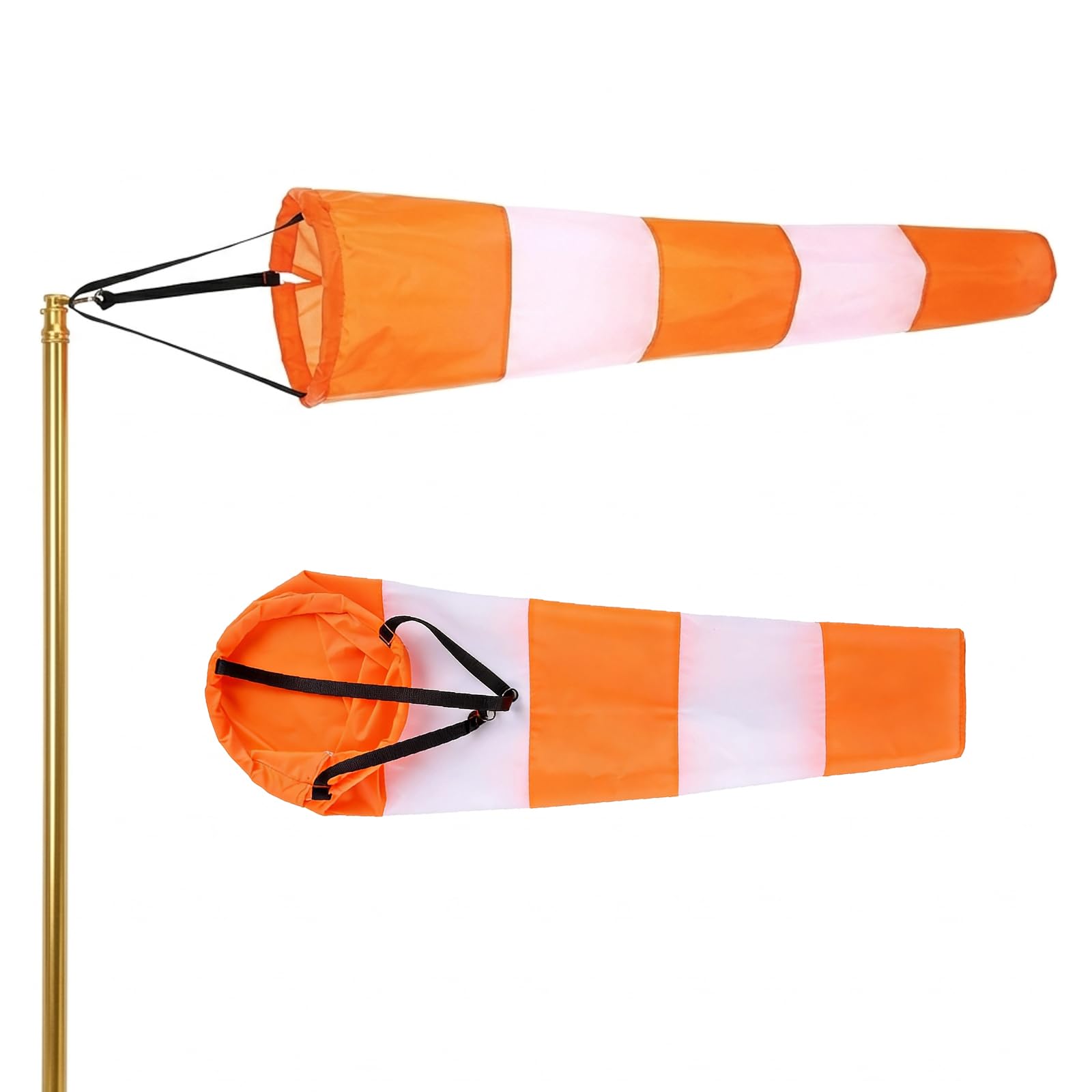 Heavy Duty Wind Sock for Direction, Windsock with Reflective Belt (0.8m Orange & White), Wind Socks Outdoor Highly Visible, UV & Fade Proof, Waterproof for Farm, Airport, or Home Garden