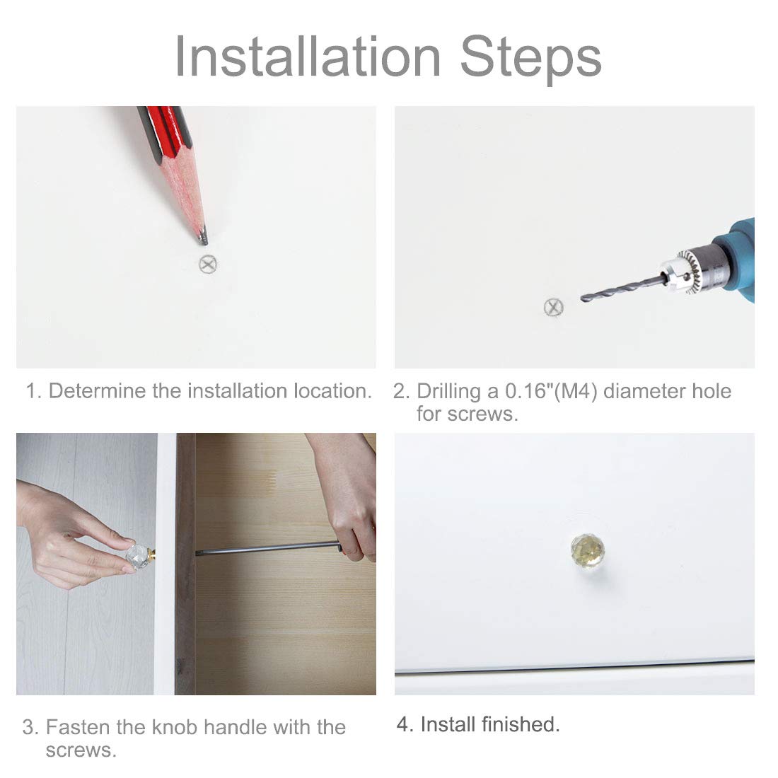 Sourcing Map 10pcs Bouton De Meuble Bouton Porte Bouton