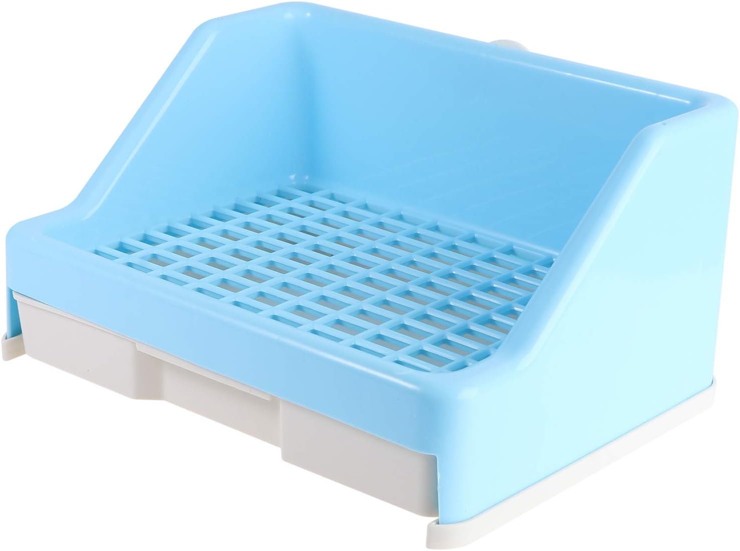 Balacoo Caja de Arena de Conejo Pequeña Arena de Animales Orinal Entrenador Conejito Esquina Bandeja de Arena Caja de Cama con Cajón para Conejillo de Indias Hurón Rata Conejo Azul Cielo