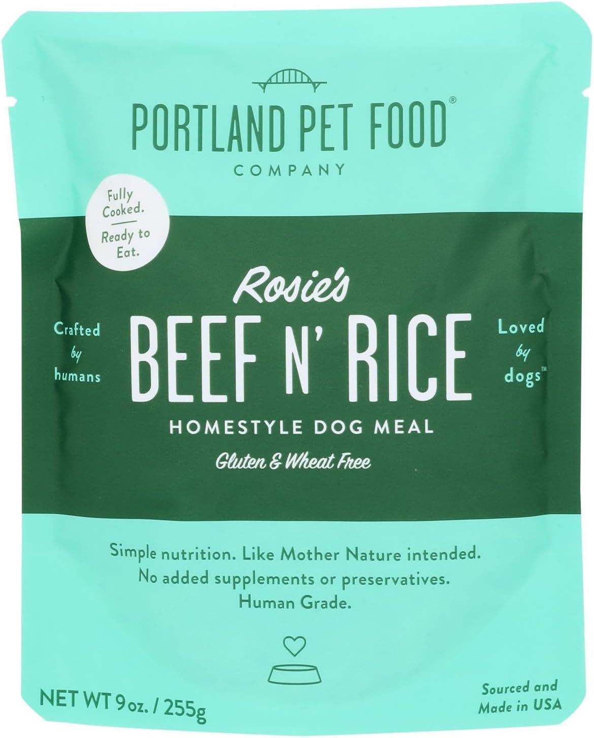Human-Grade Homestyle Dog Meal, Rosie's Beef N' Rice, All Natural, Gluten Free, 9 Ounce (Pack of 8)