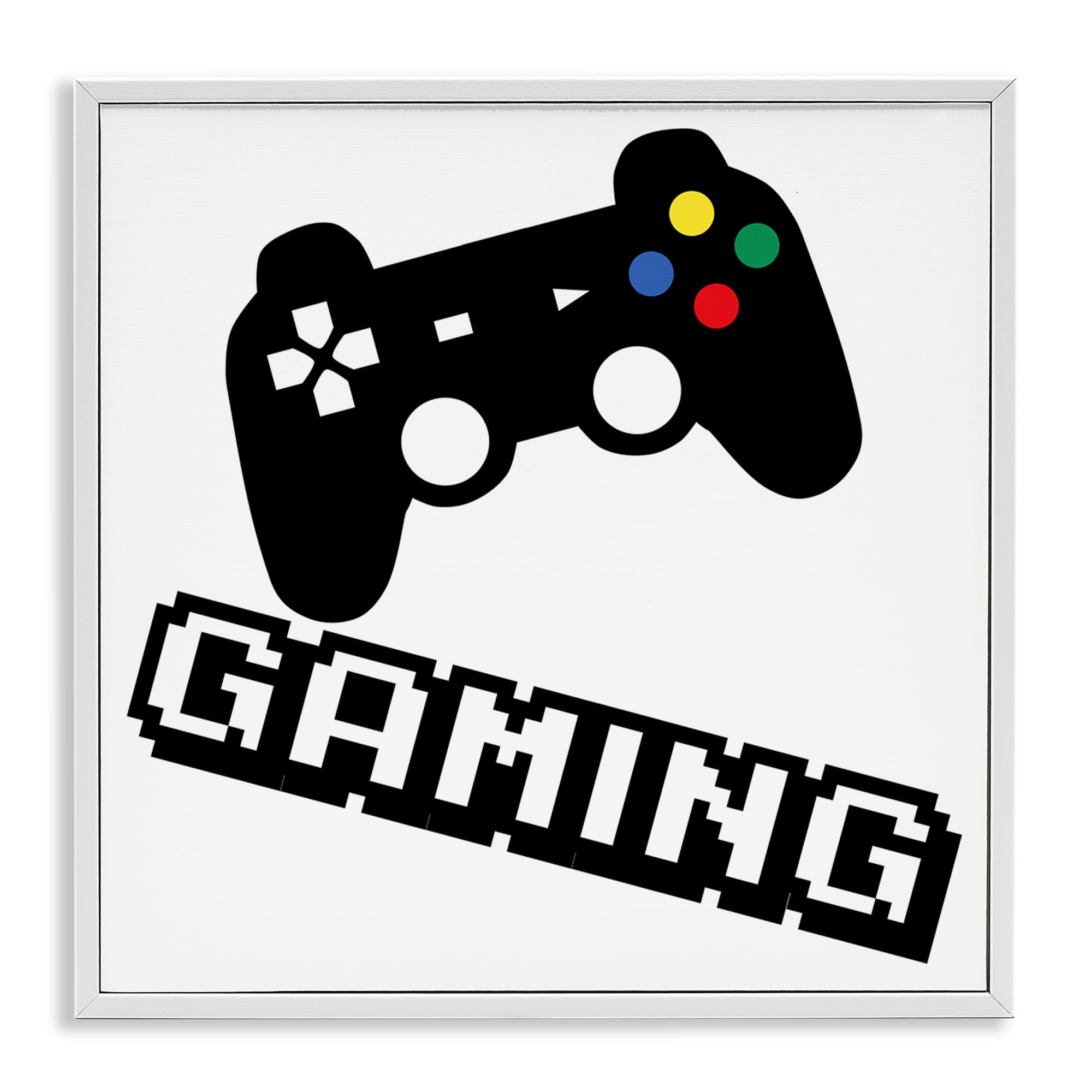 Stupell Industries Coastal White (Textured) 'Playful Pixel Gaming'| Framed Giclee Art