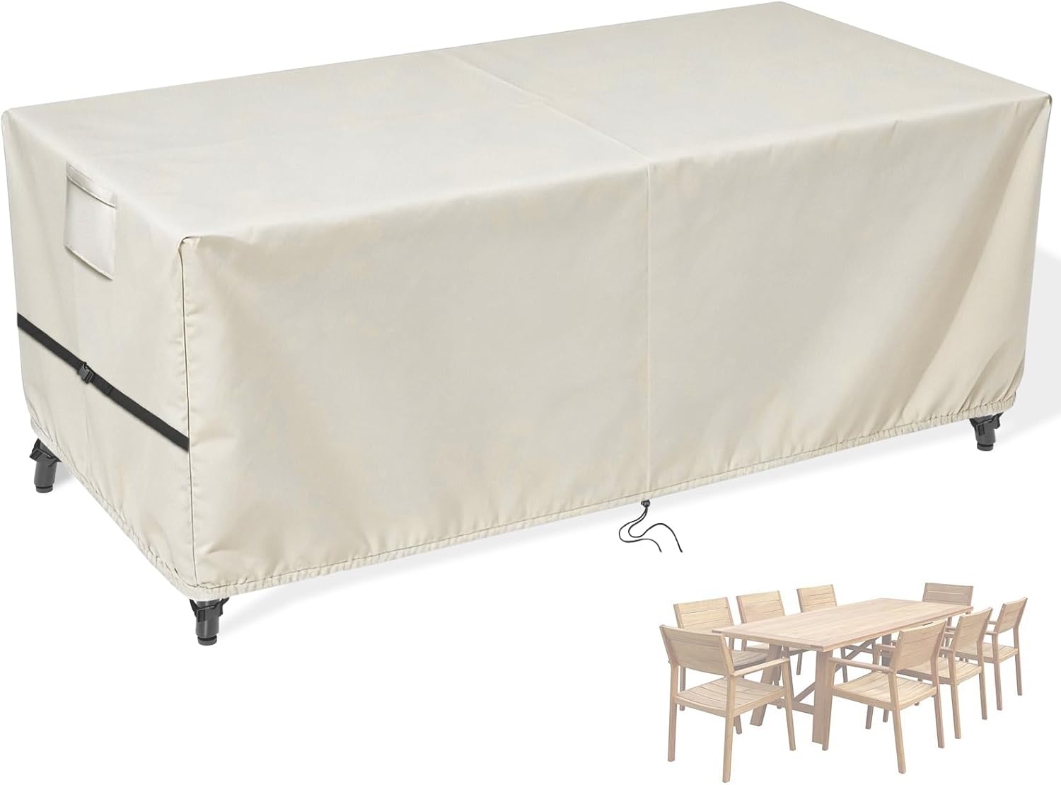 Patio Furniture Covers 64Inch, Rectangular Patio Table Covers Waterproof Outdoor Dining Table and Chairs - 64"L×48"W×34"H, Beige