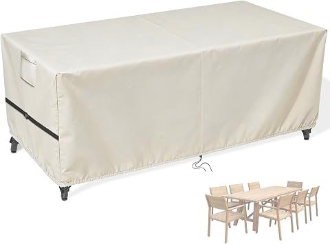 Patio Furniture Covers 70Inch, Rectangular Patio Table Covers Waterproof Outdoor Dining Table and Chairs - 70"L32"W26"H, Beige