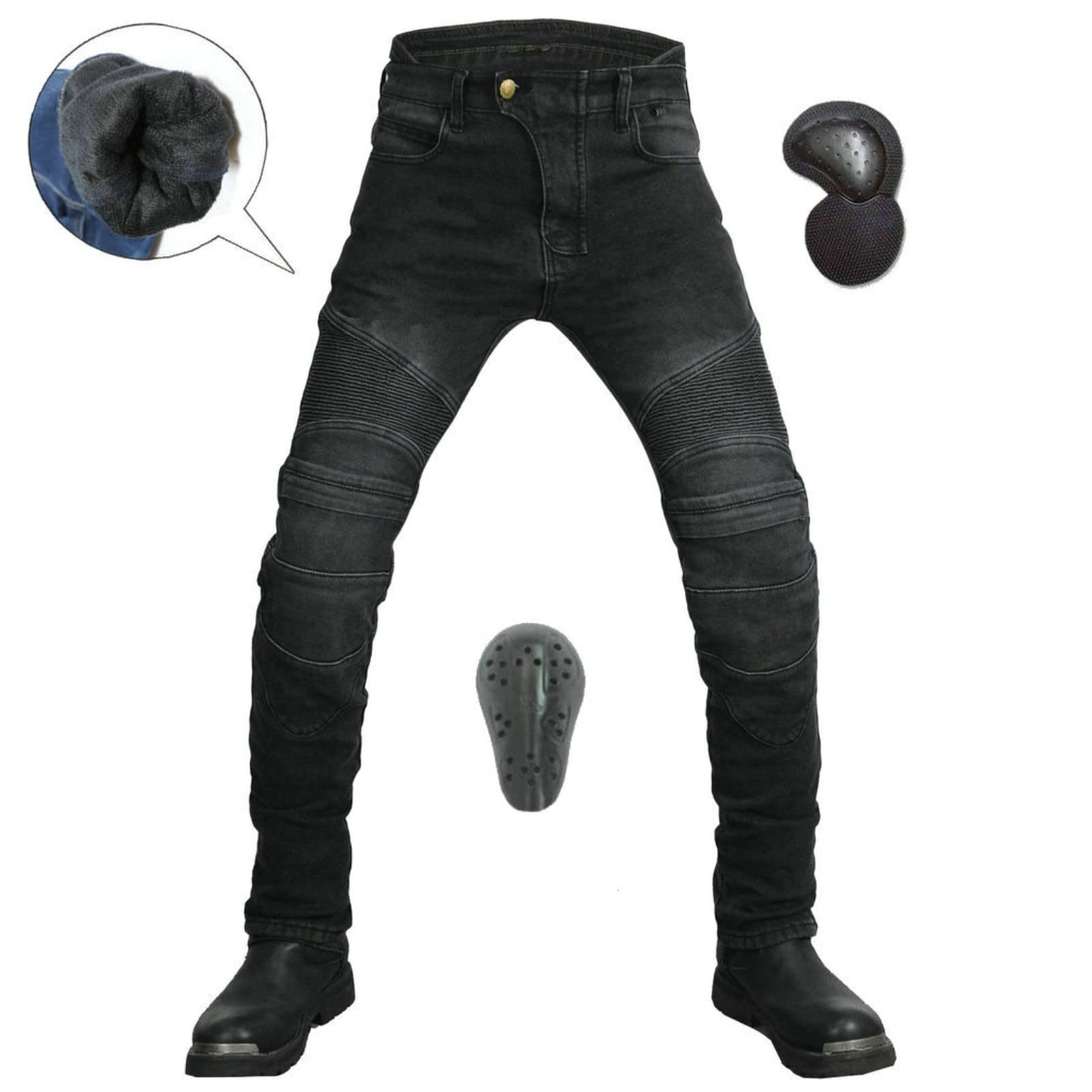 Pantaloni Biker Invernali Pantaloni Protettivi da Moto Pantaloni in Denim Rinforzato Protettivo Foderato Approvato CE Rimovibile Armato Denim Modern-Fit
