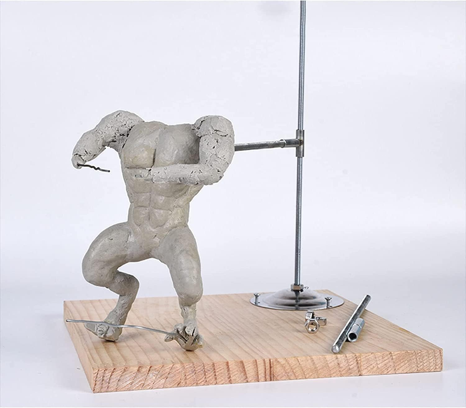 Support de Modèle En Argile Réglable, Outils de Bricolage En Argile pour Tuyaux Métalliques, Outils de Modèle En Céramique de Poterie Avec Base En Bois, Adaptés Aux Experts En Sculpture Artisanale