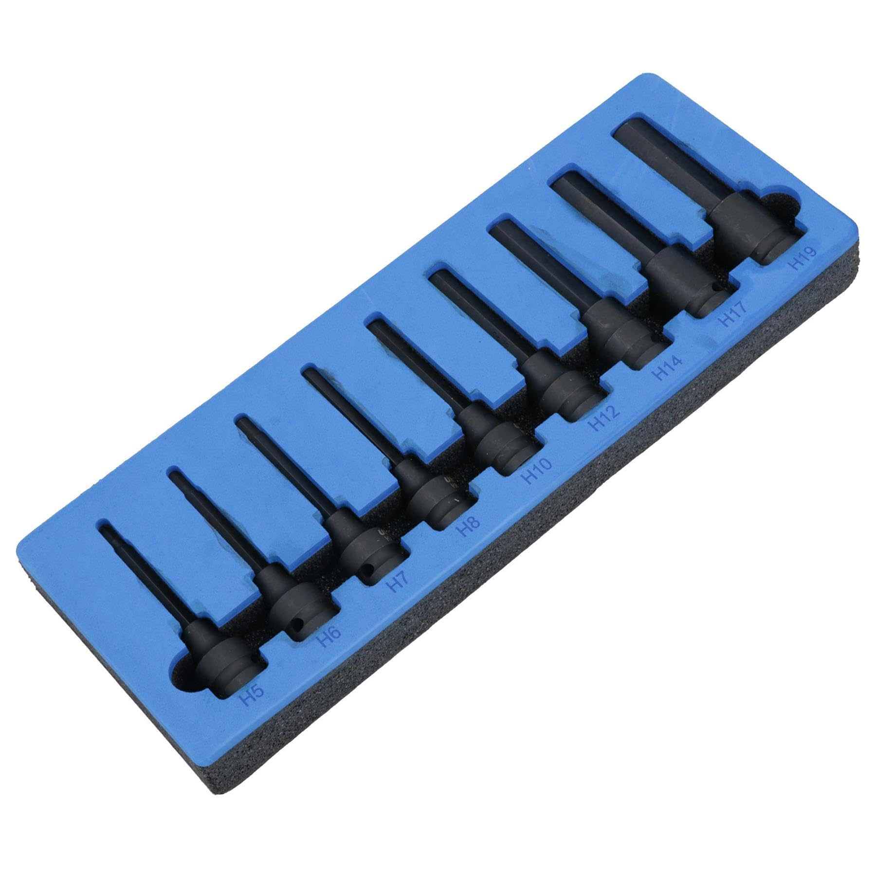 Metryczne nasadki imbusowe z głębokim uderzeniem 1/5.1 cm Napęd 5 - 19 mm 9 szt. 100 mm
