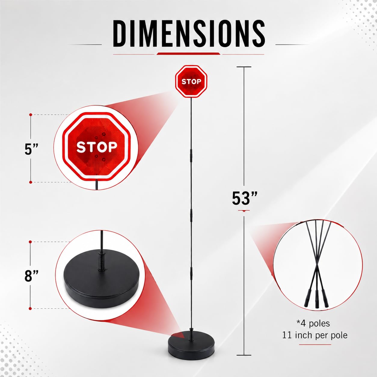 Andalus Brands Señal de parada LED intermitente, sistema de asistente de estacionamiento para garaje, sensor de parachoques, rojo (2 unidades)