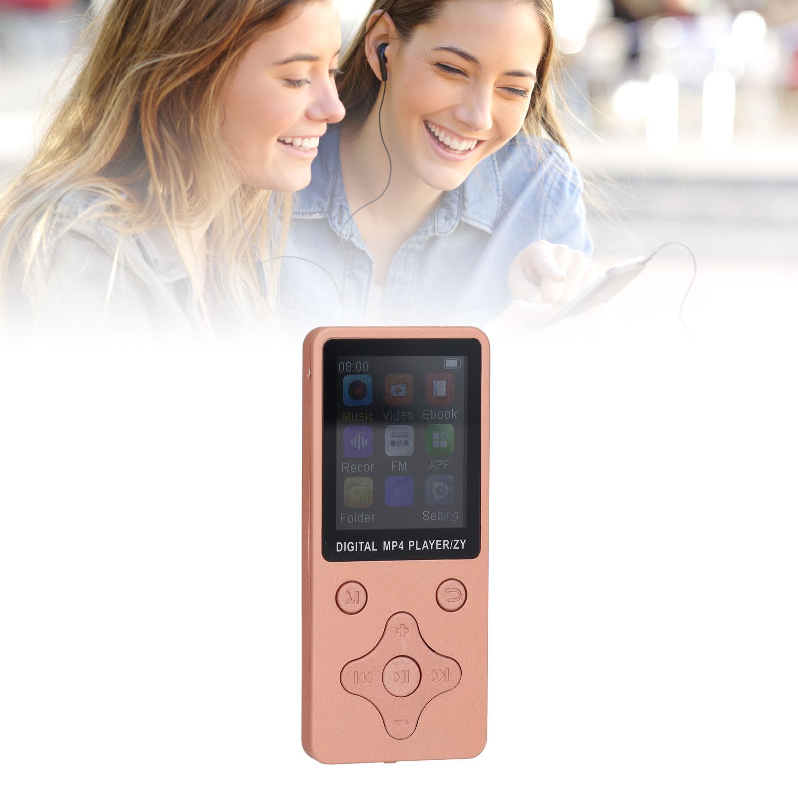 64GB MP3 Player with Earphones, 1.8in LCD Screen MP4 Player, HiFi Bluetooth Music Player with Radio/Recording/Video/Photo Viewer/E Book for Sports (Rose Gold)-image-34