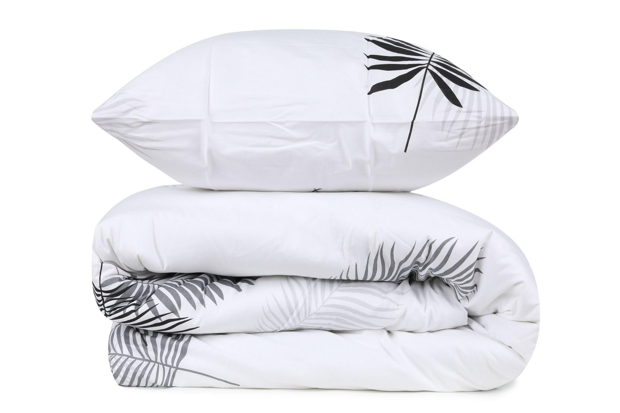 Nuit Des Rêves Ranforce Single XL Quilt Cover Set (155 x 200 cm), 100% Cotton, Grey & White, Machine Washable, 140 Thread Count, Button & Envelope Closure, Cosy & Stylish Bedding