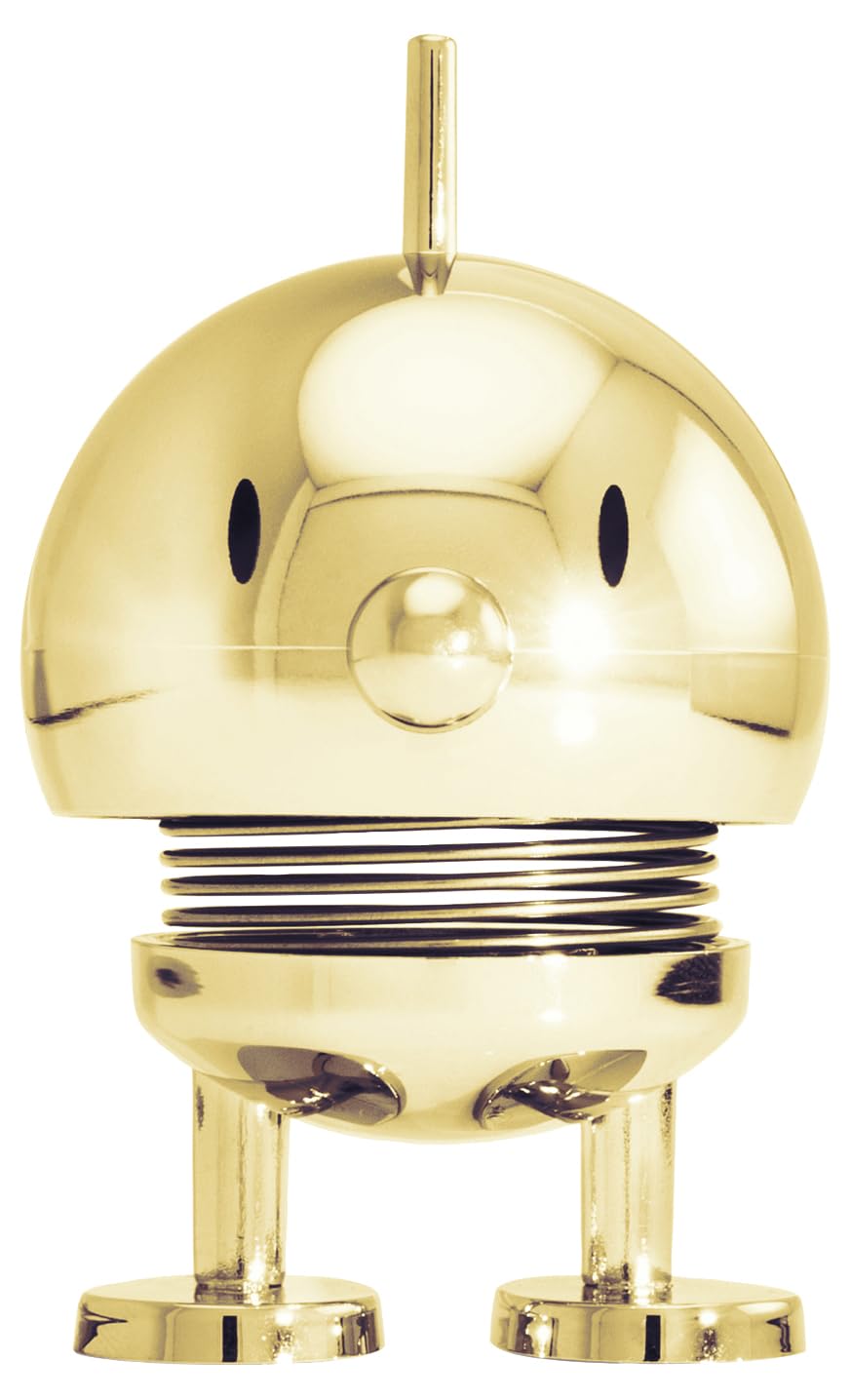 Hoptimist Bumble Wobbly Figure Decoration – Scandinavian Desk and Office Gadget – Fun Collectible Gift for Men and Women – Danish Design – ABS Plastic – 7.6 x 5.8 cm – Small – Gold